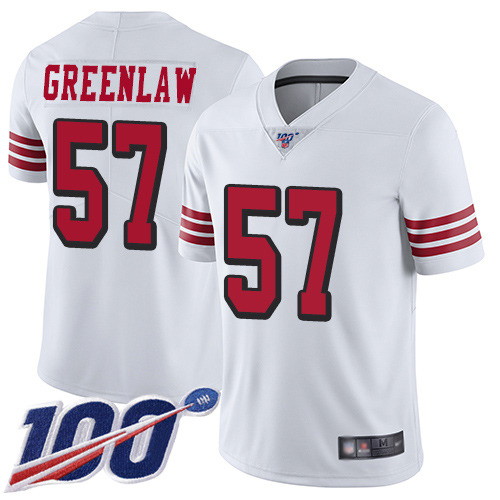 San Francisco 49ers Limited White Men Dre Greenlaw NFL Jersey #57 100th Season Rush Vapor Untouchable->san francisco 49ers->NFL Jersey